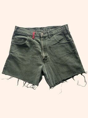 Vintage RGB Green Wash Cutoff Denim Shorts High Rise Distressed Size S